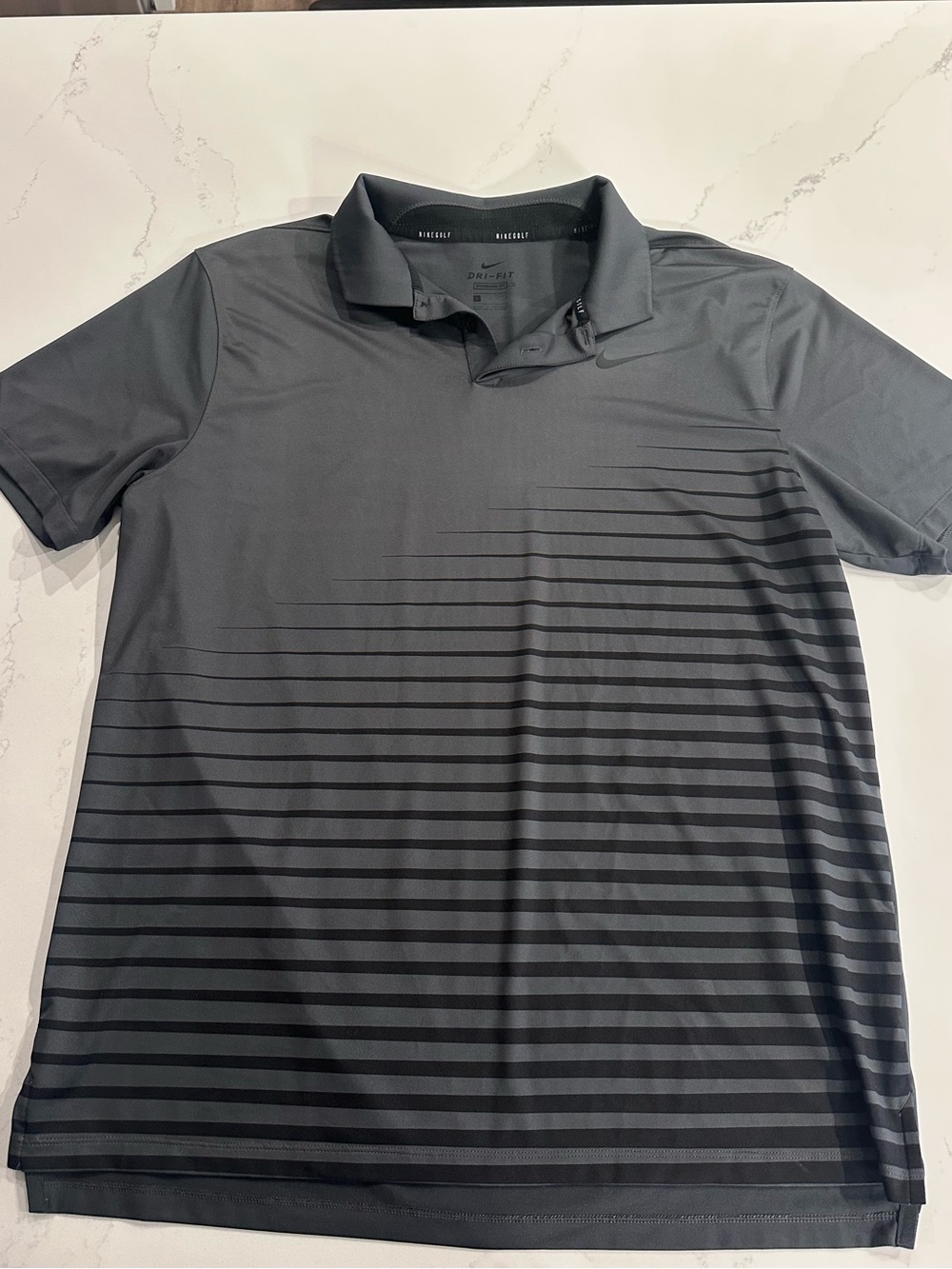 Nike Men’s Gray Striped Dri-FIT Golf Polo